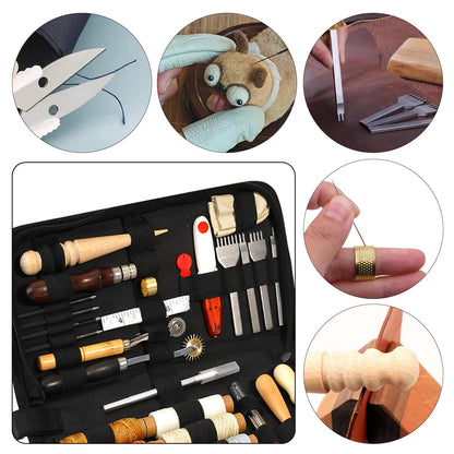 FNV Leather Sewing kit, Leather Stitch with Waxed Thread, Needles, Awls and Hand Stitching Tools. Suitable for Adults DIY Gifts, Home DIY Work.