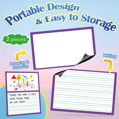 Aizweb Giant Magnetic Draw & Write Paper,Dry Erase Handwriting Lined for Classroom Whiteboard Accessories, Writing Chart Paper Teacher Must Have Homeschool Teaching Supplies,Teacher Essential