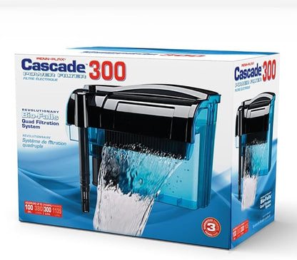Penn-Plax Cascade 300 Power Filter – Hang-On Filter with Quad Filtration – Great for Freshwater and Saltwater Setups