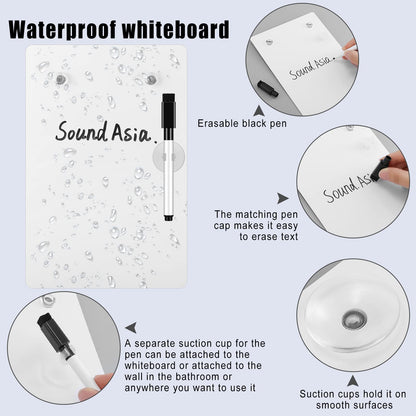 Yexiya 2 Pieces Shower Notepad Waterproof Shower Whiteboard with Suction Cup Dry Erase Board for Shower Shower Writing Pad Board on The Bathroom Wall with Pen for Adults Home Office (6 x 9 Inch)