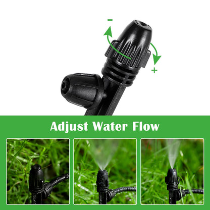 20 Pcs Drip Irrigation Misting Spray Emitters,360 Degree Adjustable Atomizing Nozzles Drip Line Misting Emitters for 1/4" Irrigation Tubing Micro Drip Misting Sprinkler for Garden Watering System