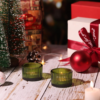 Lanttu Green Tealight Candle Holder Set of 12, Small Votive Candle Holders for Table Centerpiece,Glass Tea Light Candles Holder for Party&Home,Wedding Decor(2''Dia*1.4''H)