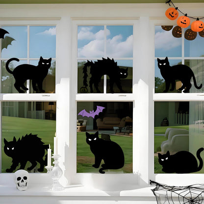 Heyigrow 6 Pack Halloween Black Cat Yard Signs with Stakes, Glow in Eyes Scary Outdoor Decoration for Lawn Garden Courtyard