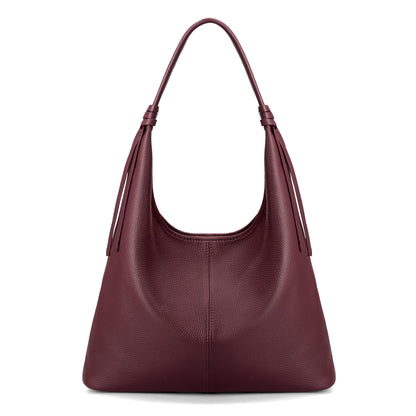 befen Genuine Leather Slouchy Hobo Purses for Women, Casual Hobo Bags Real Top Grain Leather Tote Handbags Women's Burgundy Shoulder Satchel for Shopping, Outing, Travel