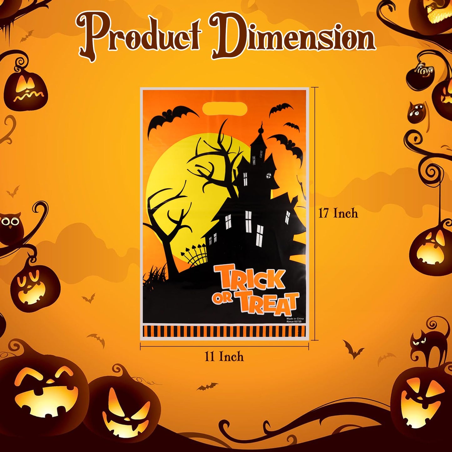 Srenta Halloween Bags - 50 Piece Set, 11x17 Inches, Plastic, Candy, Goody, Gift, Party Favor Supplies