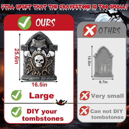 25.6inches Halloween Decorations Outdoor, DIY Halloween Decorations Outdoor of Gravestone Yard Signs, Extra Large Halloween TombstonesCemetery Headstones Scary Decorations for Garden with Waterproof