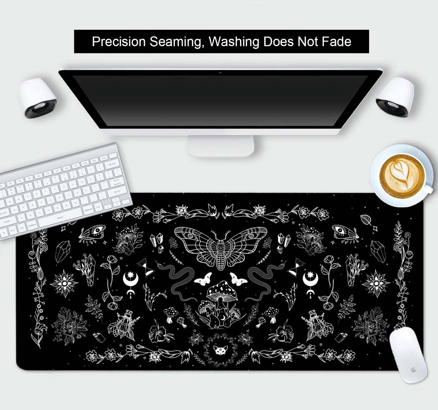 SXCKANG Goth Desk Mat, Black Occult Large Gaming Mouse Pad, Halloween Witchy Celestial Mushroom XXL Mousepad, Office Desk Decor Accessories Gifts