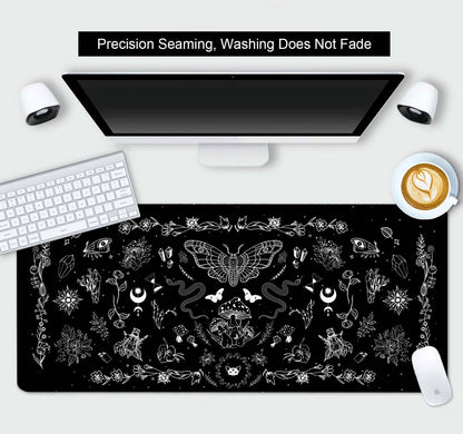 SXCKANG Goth Desk Mat, Black Occult Large Gaming Mouse Pad, Halloween Witchy Celestial Mushroom XXL Mousepad, Office Desk Decor Accessories Gifts