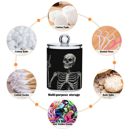 Zhirexin Halloween Skull 2PC Airtight Transparent Plastic Storage Jar Food Storage Container Plastic for Food Herbs Tea etc with Storage Lid easy to use and clean With lid Easy To Use