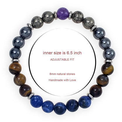 Ayriwoyi Men's Bracelet Healing Bracelet for Men Blue Stone Tiger Eye Hematite beaded Bracelets for Men Strength Bracelets for Women