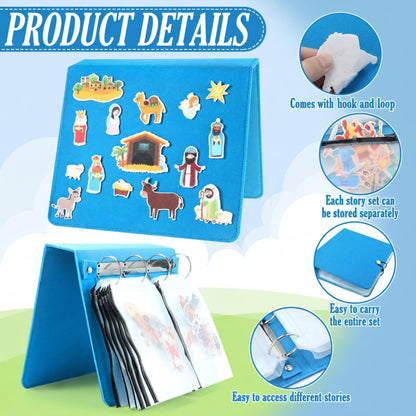 Windkream 13 Pack Felt Board Bible Stories Set, Flannel Board Stories with A Felt Pieces Storage Binder for Preschool Activities, Included The Nativity of Jesus, Adam and Eve, Noah's Ark and More