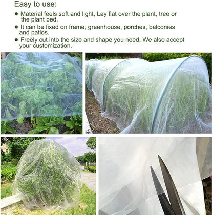 10x30Ft Mosquito Bug Insect Bird Fine Mesh Net Barrier Hunting Blind Garden Screen Netting for Protect Your Plant Fruits Flower