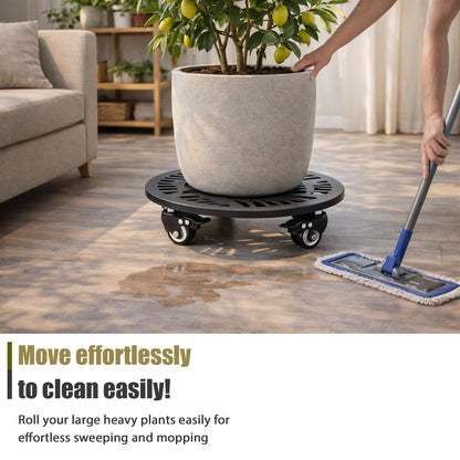 1 Pack Metal Plant Caddy with Wheels 12 Inch Large Heavy-duty Rolling Plant Stands with Casters Wheeled Planter Dolly Pot Mover Rollers Rust-proof Round Garden Trolley Coasters for Indoor Outdoor Use