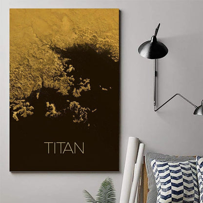 Titan Moon Canvas Wall Art 16x24 Inch Unframed – Saturn’s Largest Moon Astronomy Poster Print, Science Decor for Classroom, Home Office, Gift for Students, Teachers & Space Lovers