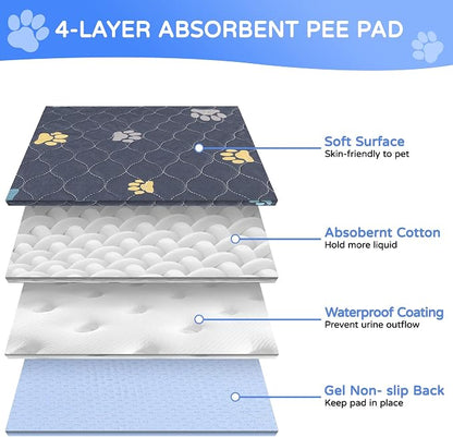 Washable Pee Pads for Dogs, 2 Pack Large 48"x48" Ultra-Absorbent and Leak-Proof Non-Slip Potty Training Pads, Fast Absorbent Pet Whelping Pads, Puppy Playpen Mat for Incontinence, Housebreak, Crate