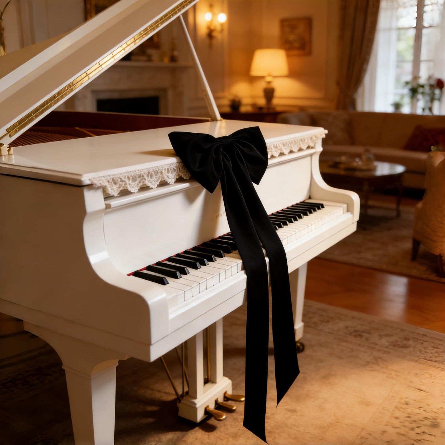 Meseey Black Silk Satin Pew Bows Set of 6 Handcrafted Frayed Edge Long Tail Decor Bows No Chair Sash 11x25 Inch