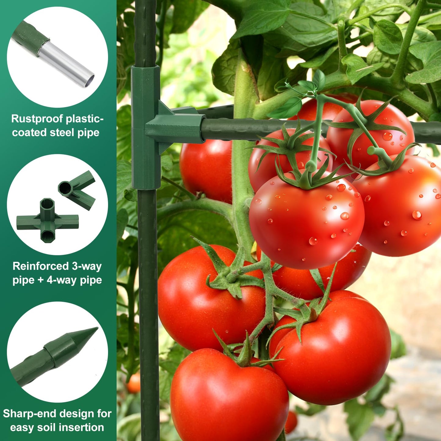 Tiuire Tomato Cages for Garden,2 Pack 50in Tall Tomato Plant Support Stakes Adjustable Heavy Duty Steel Plant Tower Stakes, Updated Cucumber Trellis Garden Cages for Climbing Plants Vegetable Flowers