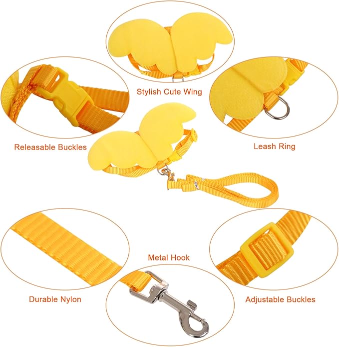 KAMA BRIDAL Duck Walking Harness and Leash Chicken Duck Outdoor Training Rope Adjustable Rope for Pet Poultry Hen Cock (XS, Yellow)