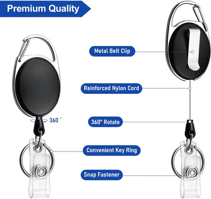30 Pack Heavy Duty Retractable Badge Reel with Waterproof Vertical Name Badge ID Card Holders and Key Ring for Card Keychain Badge Holder