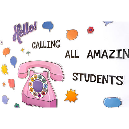 Carson Dellosa Retro Remix 71PC Welcome Bulletin Board Set, Inspirational Wall Art for Back to School Decorations, Chalkboard, and Classroom Decor, Groovy Teacher Supplies