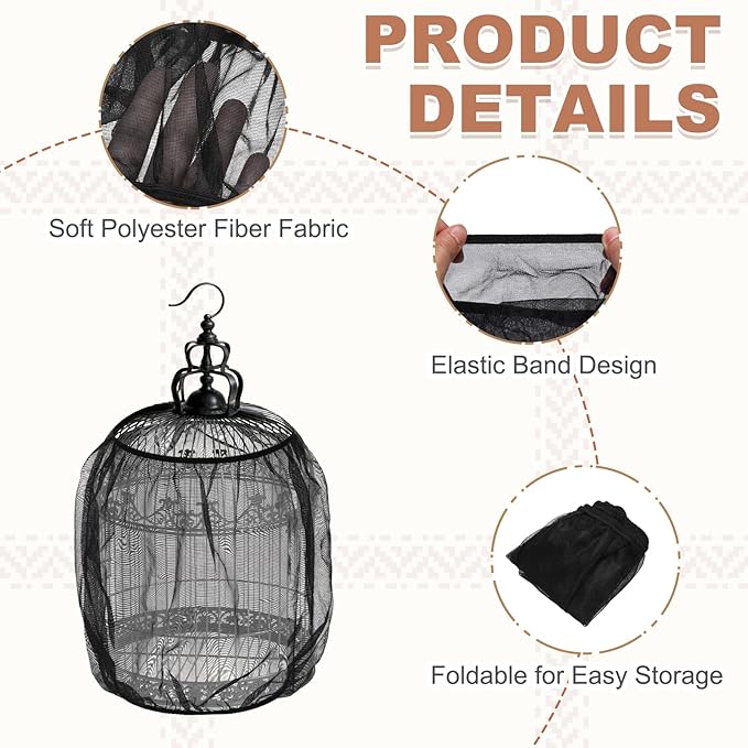 Bird Cage Seed Catcher, Bird Cage Net Cover Seeds Guard, Universal Birdcage Accessories, Black/White, Circumference 43.3"-59.1", Height 15.7" for Parrot Cockatiel Enclosures