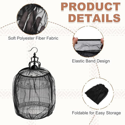 Bird Cage Seed Catcher, Bird Cage Net Cover Seeds Guard, Universal Birdcage Accessories, Black/White, Circumference 43.3"-59.1", Height 15.7" for Parrot Cockatiel Enclosures