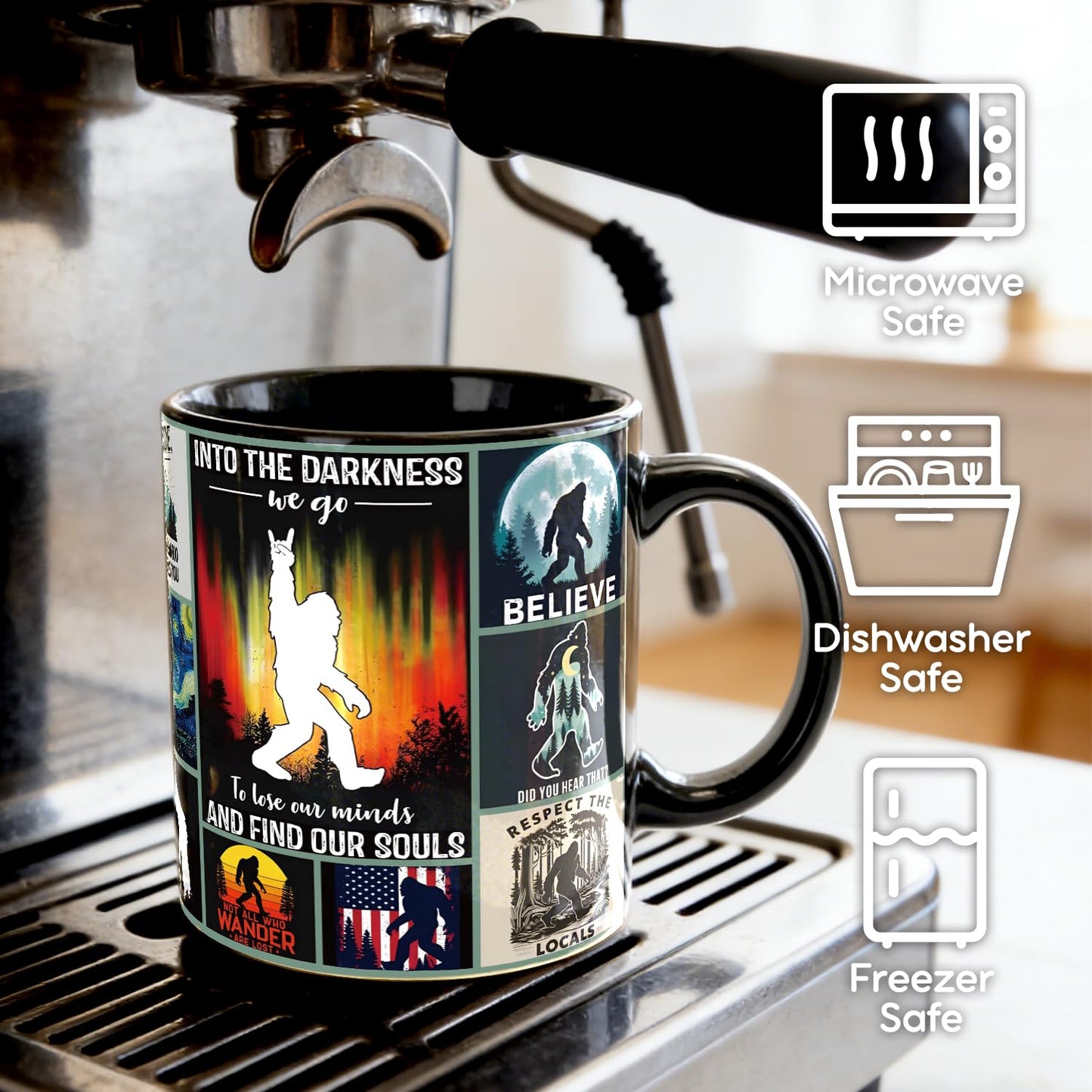 Bogatstvo Sasquatch Bigfoot Coffee Mug for Men Dad Uncle Papa Brothers, Funny Cryptid Lover Coffee Mug Paranormal Gifts for Camping Hiking Lovers, Birthday Housewarming Gifts