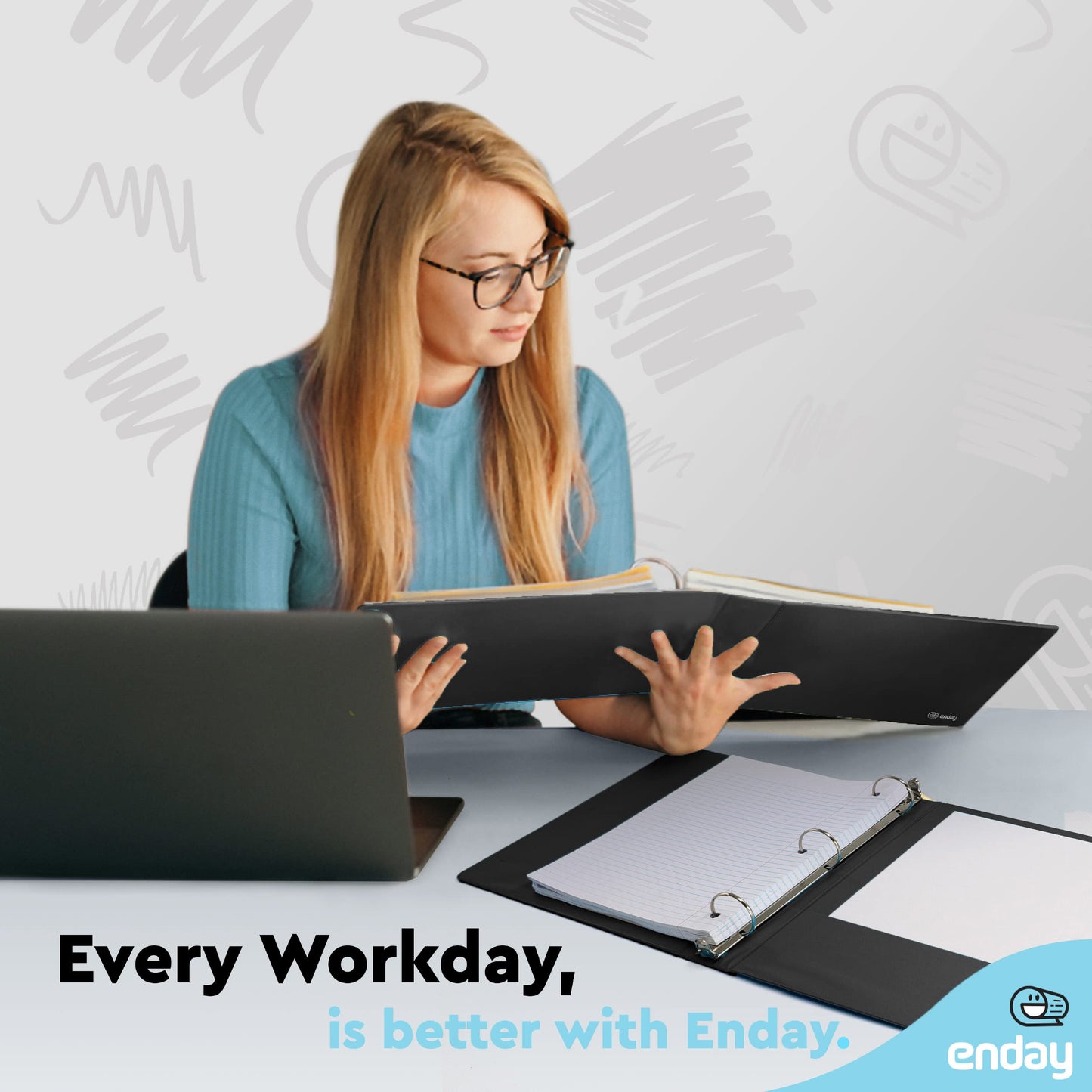 Enday 3 Ring Binder 1.5 Inch, Black Heavy Duty Three Ring Binder, 325 Sheets Capacity - 1.5 Inch Binder for Home School and Office