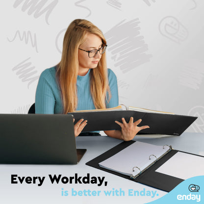 Enday 3 Ring Binder 1.5 Inch, Black Heavy Duty Three Ring Binder, 325 Sheets Capacity - 1.5 Inch Binder for Home School and Office