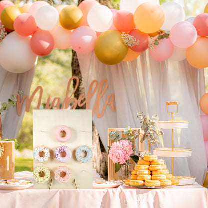 PRETYZOOM Wooden Donut Display Stand 15.74X11.81X1.96In Pastry Display Rack with Smooth Surface for Wedding Party Dessert Table and Kitchen Donut Holder