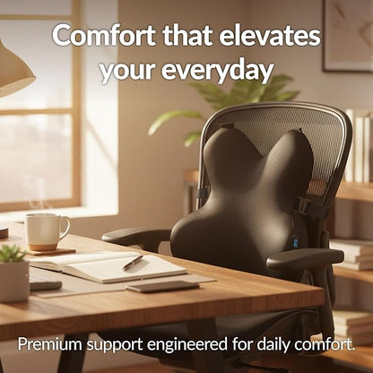 Everlasting Comfort Lumbar Support Pillow for Office Chair - Memory Foam Back Cushion for Car Seat - Promotes Better Posture, Back Pain Relief - Ideal Gaming and Desk Chairs Work and Home Essentials