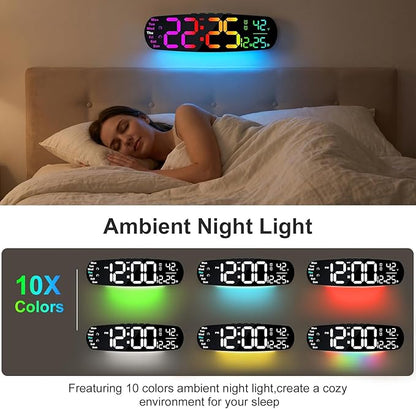 ANALOI Large Digital Wall Clock,14.4 inch Large Display Digital Clock with Auto Dimming, Temperature and Date, Remote Control, Night Light,DST, Alarm for Classroom/Gym/Bedroom