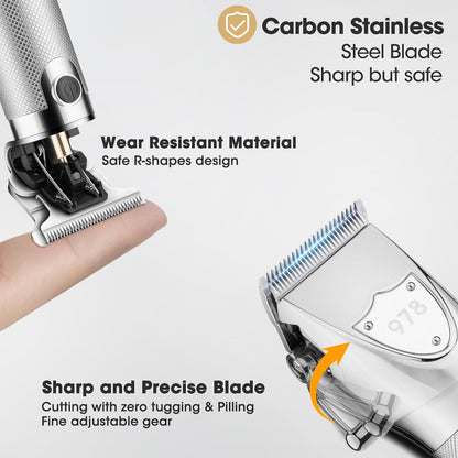 Lanumi Professional Hair Clippers Electric Razor Shavers Men 3 Piece Set Rechargeable Clippers and Trimmers Beard Trimmer Barber Kit with Travel Case Clippers for Hair Cutting Gifts for him