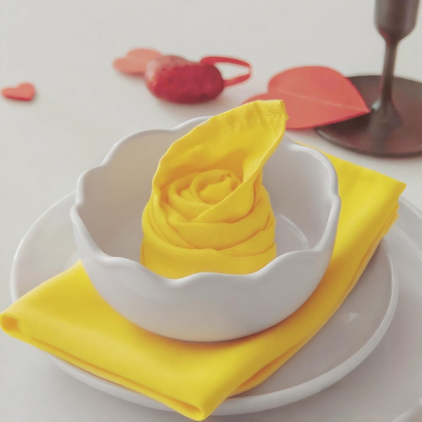 MEANMOY Yellow 210GSM Cloth Napkins Set of 12 - Washable & Reusable 17x17 Inch Napkins with Hemmed Edges in Wrinkle Free Polyester Fabric for Dinners, Weddings, Parties, Banquets & Everyday Decor
