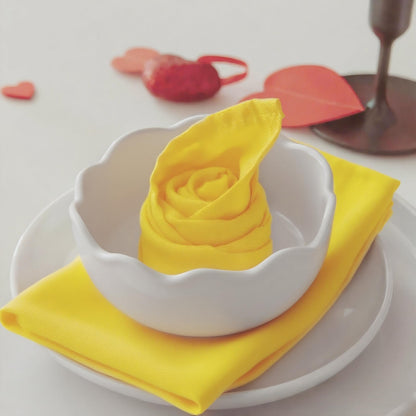 MEANMOY Yellow 210GSM Cloth Napkins Set of 12 - Washable & Reusable 17x17 Inch Napkins with Hemmed Edges in Wrinkle Free Polyester Fabric for Dinners, Weddings, Parties, Banquets & Everyday Decor
