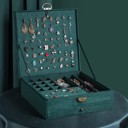 GYJOYERO Women Jewelry Box Lockable 3 Layers Large Jewelry Organizer Storage Case for Earrings Necklaces Rings Bracelets,Green Display Jewel Holder (Green)
