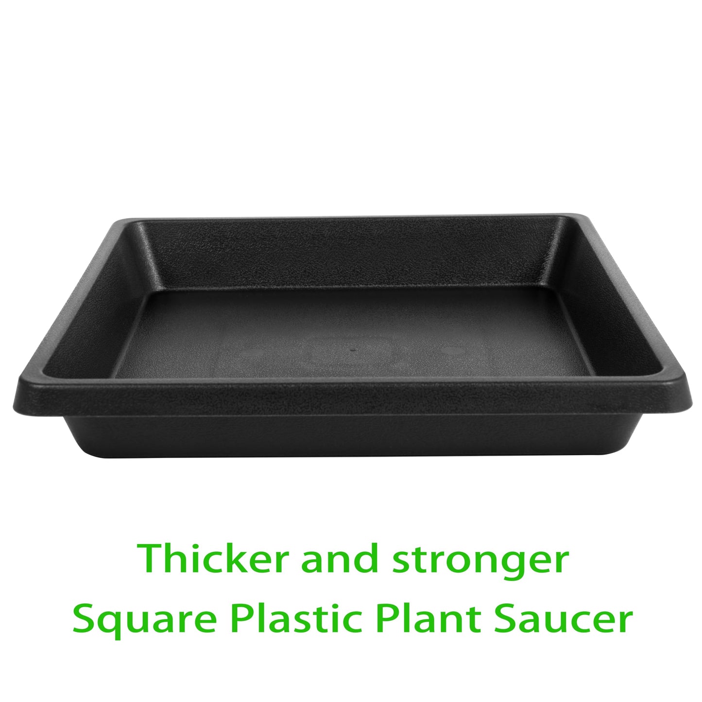 Feyvdzv 12 Inch 2 Pack Plant Saucer Square, Plant Saucers for Indoors and Outdoors, Flower Pot Saucers, Saucers for Potted Plants, Plant Water Catcher Trays for Pots (12"-Black)