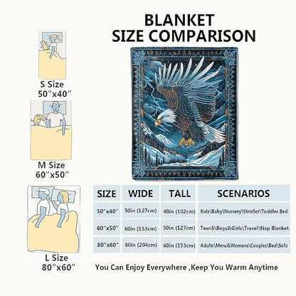 Blue Eagle Blanket,Mountain Nature Southwestern Throw Blankets,Gifts for Kids Adults & Wildlife Loves,Lightweight Soft Fleece,for Sofa Couch Bed Room Travel,Birthday Decor,40x50in