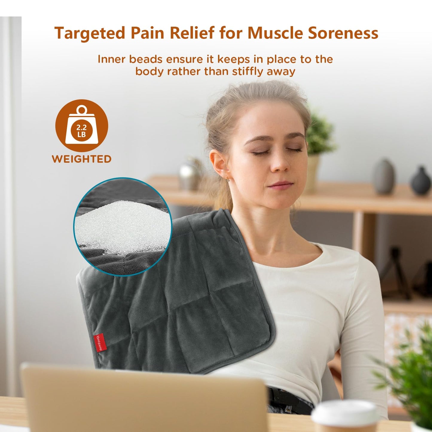 Comfytemp Weighted Heating Pad for Back & Period Cramps, FSA Eligible, Birthday Gifts for Mom Dad Women Men, 2.2lb HSA Electric Heat Pad for Neck Shoulder Pain Relief, 2H Auto-Off Heated Pad, 12x24