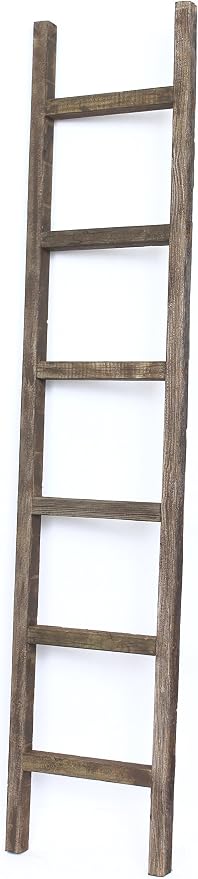 BarnwoodUSA Rustic Farmhouse Decorative Ladder - Our 6 ft Ladder can be Mounted Horizontally or Vertically and is Crafted from Upcycled Wood | No Assembly Required | Brown