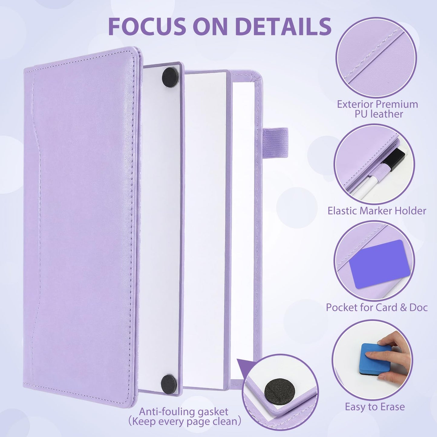 Feifeiya 6 Sides Dry Erase Notebook Portable White Board 9"x6"(a5) Travel Dry Erase White Board Notebook Foldable Anti-ghosting Surface for Office, School, Study, Travel & Business Meeting Planning
