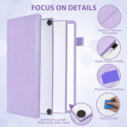 Feifeiya 6 Sides Dry Erase Notebook Portable White Board 9"x6"(a5) Travel Dry Erase White Board Notebook Foldable Anti-ghosting Surface for Office, School, Study, Travel & Business Meeting Planning