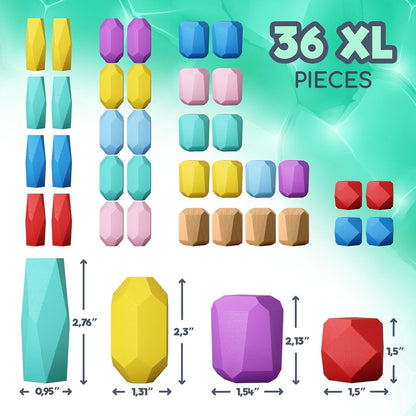EVERSMART Wooden Stacking Blocks – Montessori Toys for 1 2 3 4 5 6 Year Old Toddlers and Kids, No Choking Hazard – Building Rocks Stones Games, for Girls and Boys
