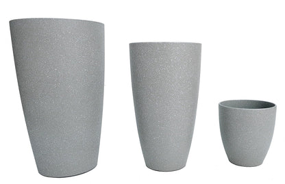 MinCHI257 24,21,11 Inch Large Plastic Planters with Drainage Hole and Saucer - Set of 3 Tall Plant Pots Indoor Flower Pot Tall Round Planters Outdoor Large Tall Planter