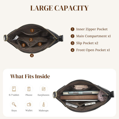 S-ZONE Leather Shoulder Bag for Women Hobo Bag Top Handle Handbag Satchel Purse Rose Pattern