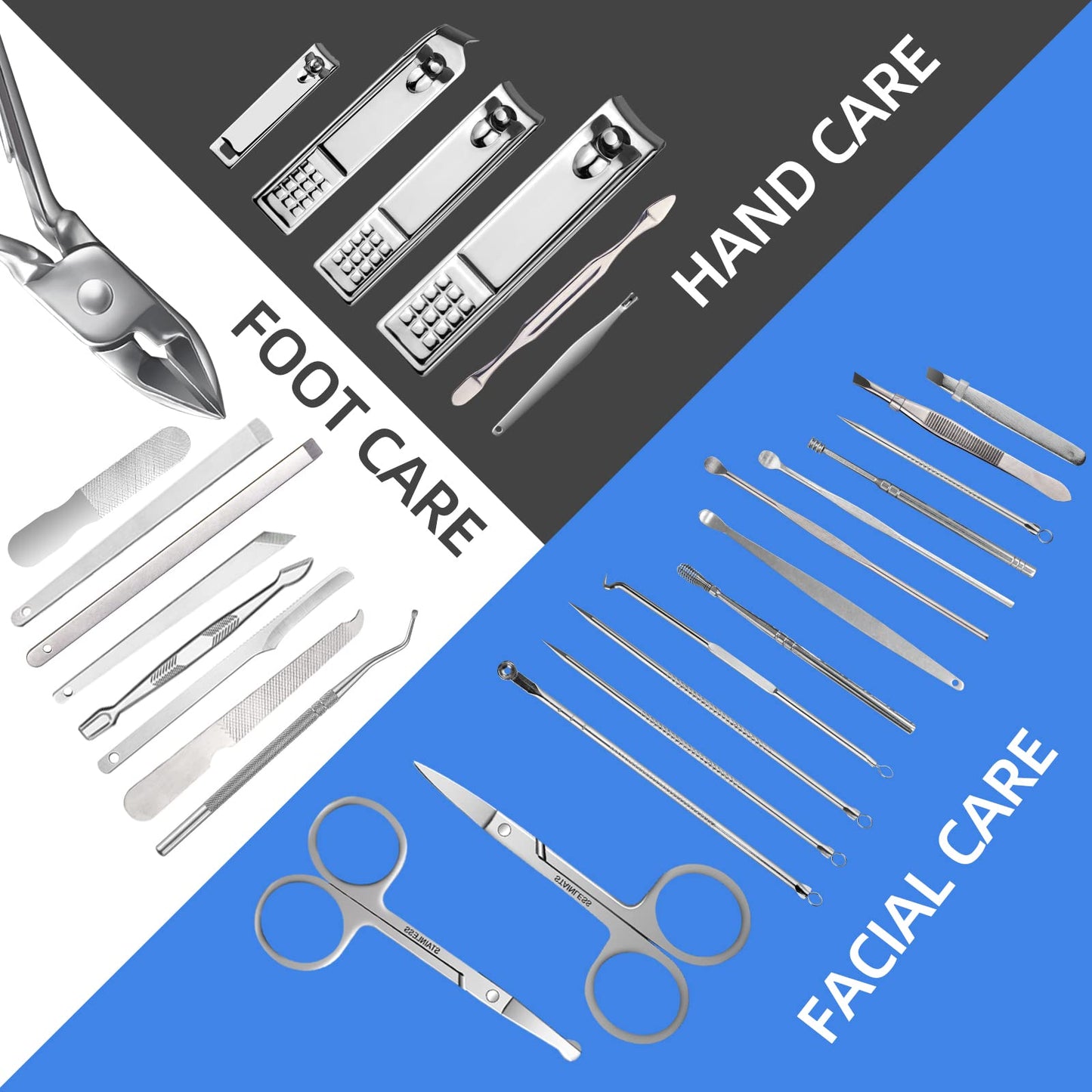 Manicure Set 30 in 1 Nail Clipper set, REDFLOW nail clippers, fingernail & toenail clippers, Manicure Tools, pedicure tools, Suitable for Travel Manicure Kit, Nail Set Kit With Everything Profe
