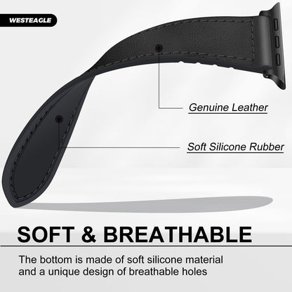 WestEagle Magnetic Leather Bands Compatible with Apple Watch 49mm 46mm 45mm 44mm 42mm(S3/2/1) for Men Women, Genuine Leather with Magnetic Buckle for iWatch Ultra1/2/3 Series SE11/10/9/8/7/6/5/4/3/2/1