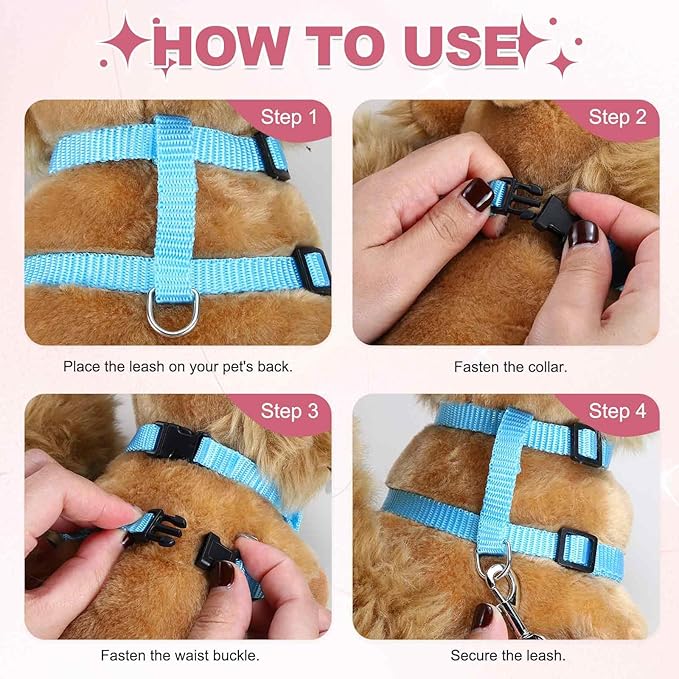Rabbit Harness and Leash, Escape Proof Bunny Cat Leash Small Animal Harness Soft Adjustable Buckle(2Pcs, Beige/Gray) for Bunny Kitten Cats Puppies Walking Hiking Training