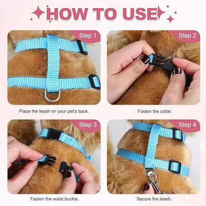 Rabbit Harness and Leash, Escape Proof Bunny Cat Leash Small Animal Harness Soft Adjustable Buckle(2Pcs, Beige/Gray) for Bunny Kitten Cats Puppies Walking Hiking Training