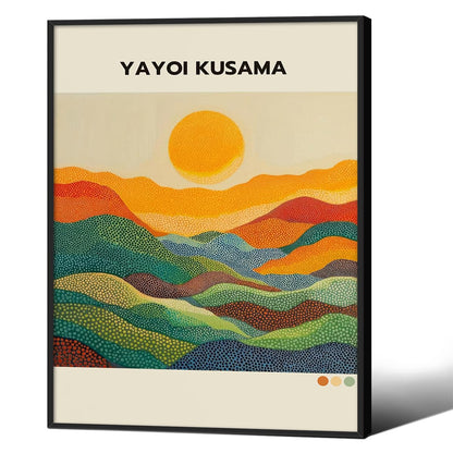 Yayoi Kusama1986 Wall Art Japanese Gallery Exhibition Wall Decor Yayoi Kusama Poster Abstract Landscape Canvas Print for Japanese Home Bedroom Decorations Artwork12x16in Black Framed